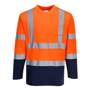 S280 - Dwukolorowa koszulka t-shirt Cotton Comfort z długimi rękawami 