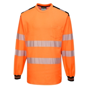 T185 - T-shirt ostrzegawczy PW3 z długim rękawem 