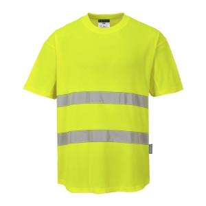 C394 - Ostrzegawczy T-shirt z panelami z siatki 